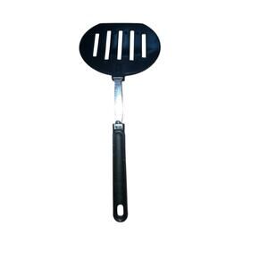 VINTAGE WIDE rounded 5 slotted  black EKCO U.S.A. SPATULA cook wear utensils 11"